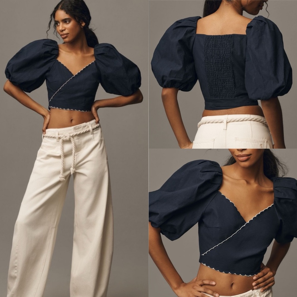 Mare Puff Sleeve linen wrap blouse